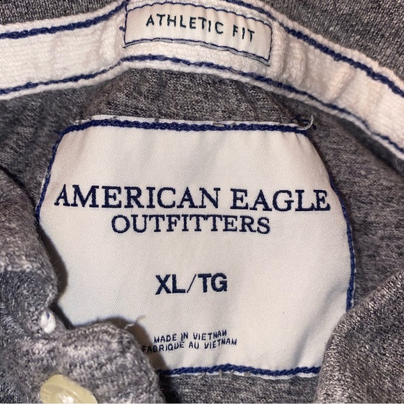 American Eagle Athletic Fit Short Sleeve Heather Gray Cotton Polo Shirt Sz XL - Picture 9 of 11